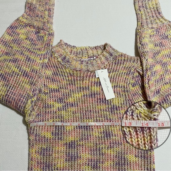 All In Favor Pastel Marled Pink Purple Multi Color Knit Pull Over Sweater Size S - Picture 9 of 13